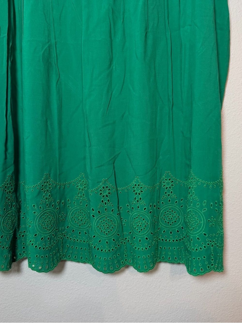 Knox Rose Sleeveless Embroidered Eyelet Dress XL Kelly Green Boho Knee Length - Picture 5 of 9